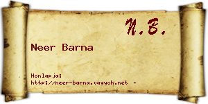 Neer Barna névjegykártya